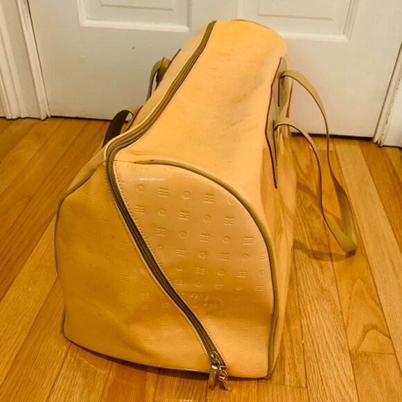 ARCADIA Classic Yellow Embossed Patent Leather Gateway XL Weekender Bag - Picture 14 of 16